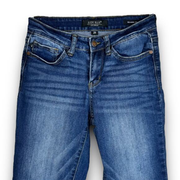 Judy Blue Relaxed Fit Mid Rise Stretch Denim Jeans Cropped Ankle Tapered Size 26 - Picture 2 of 11